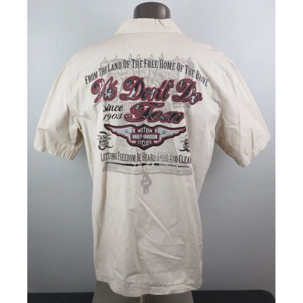 Mens Harley Davidson Gadsden Snake Button Front Shirt Brown Mens Size XL Cotton